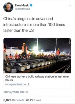 马斯克发推特盛赞“中国基建效率是美国的100倍” - 广西新闻网